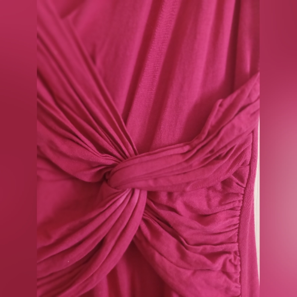 Anthropologie Dress Jersey Knit Top Knot Waist hot pink Velvet Graham Spencer S - Picture 5 of 6